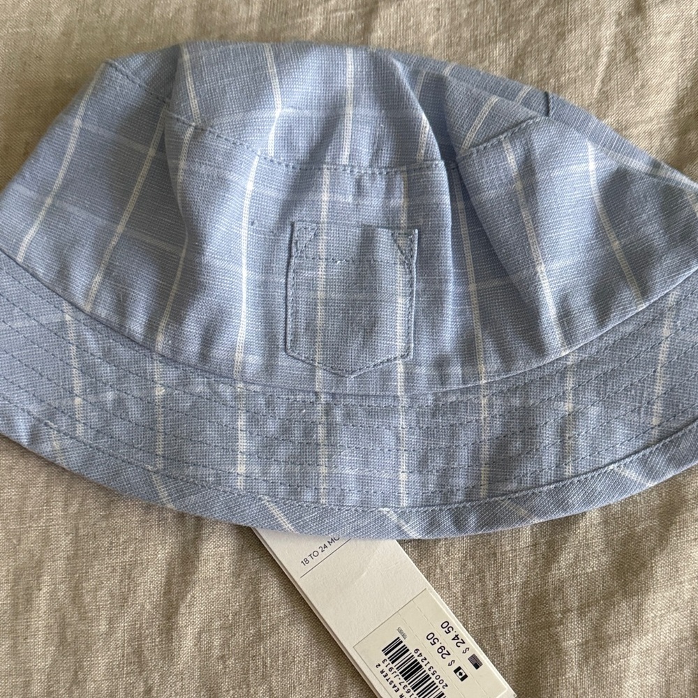 Janie and Jack Light Blue Plaid Kids Hat